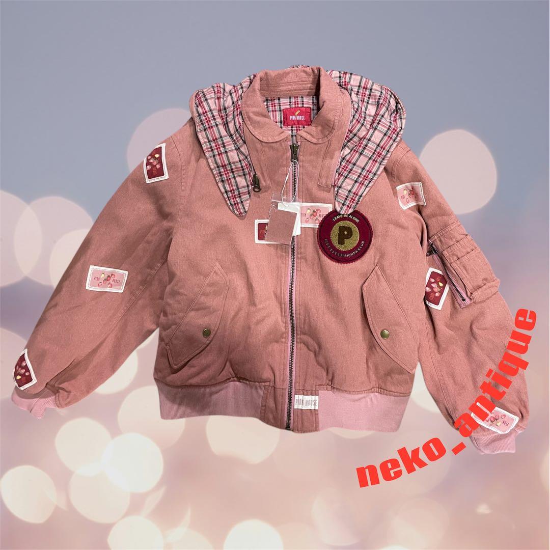 ゆ*♡様 ピンクハウス PINKHOUSE イチゴ刺繍 ワッペンデニム中綿コート