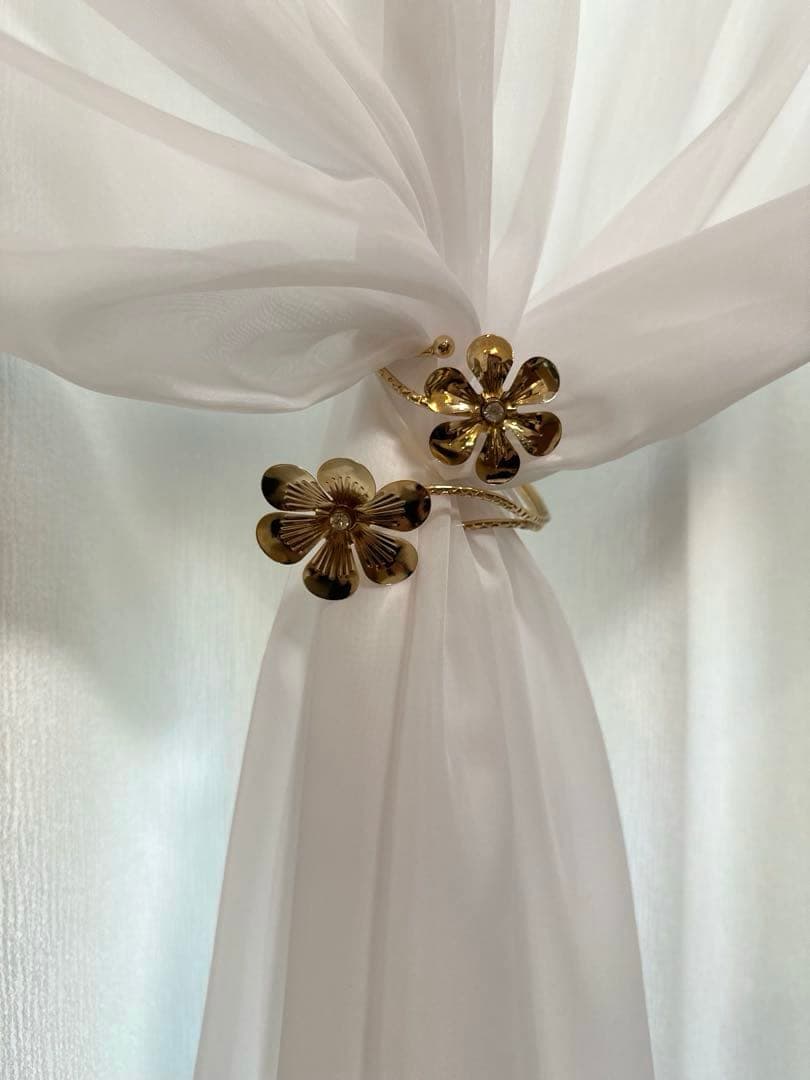 大判カーテン　レース付き　2セット　金具タッセル付き