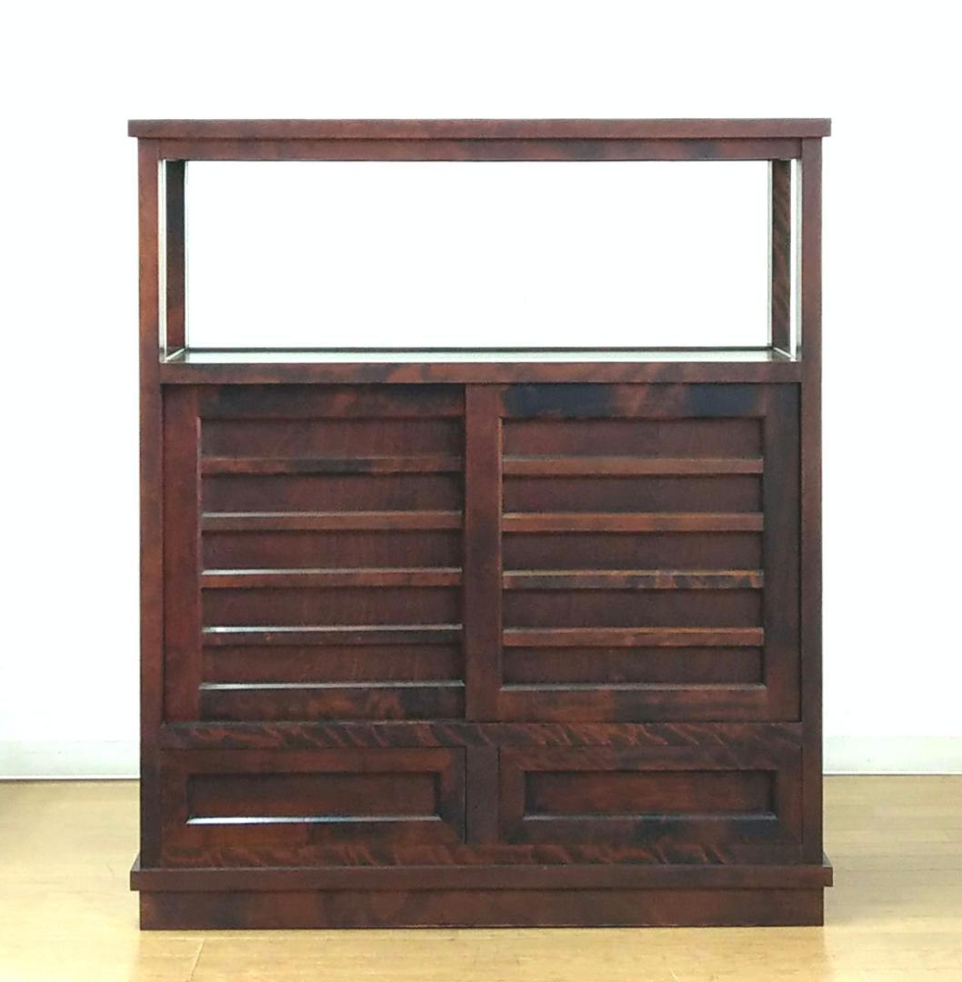 外装程度良 木製 樺材 無垢 北海道民芸家具 飾り棚 茶棚 食器棚 サイドボード