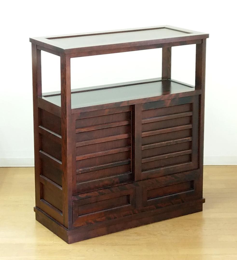 外装程度良 木製 樺材 無垢 北海道民芸家具 飾り棚 茶棚 食器棚 サイドボード