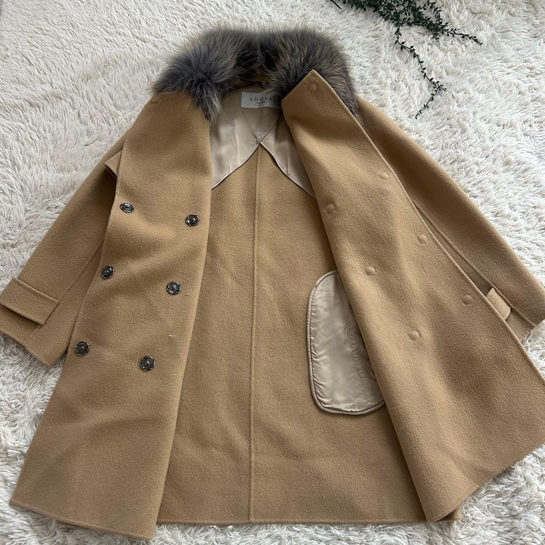 美品✨アドーア ゴールデンアイランドフォックスカシミヤ混 ウールコート