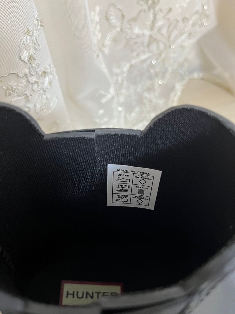 Hunterブラック レインブーツ厚底