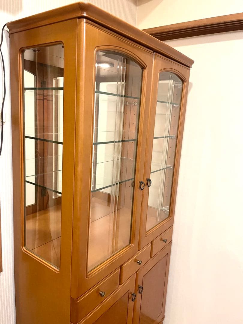 廃番希少冨士ファニチア 照明付き 飾り棚 ショーケース食器棚