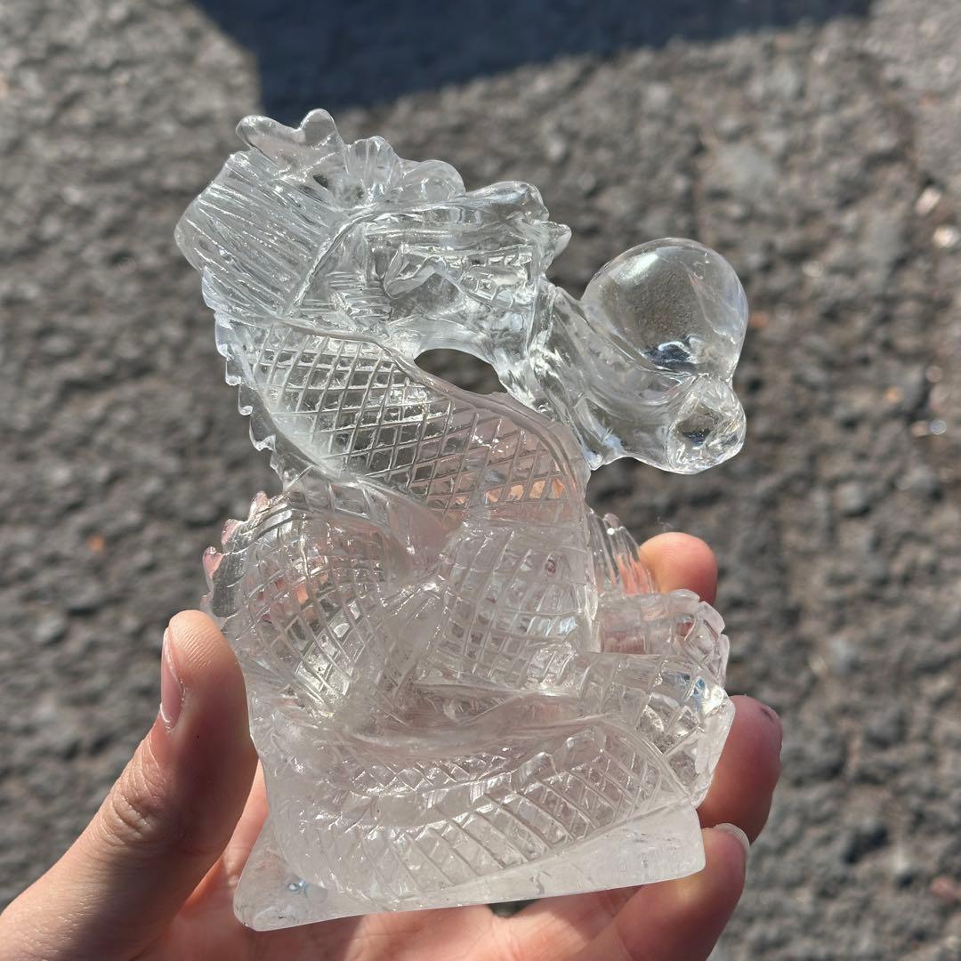 天然石水晶の龍　置物　ご購入前に在庫確認必要G.278
