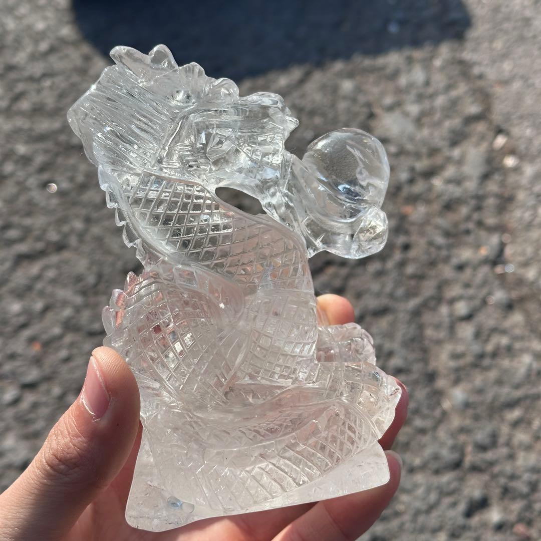 天然石水晶の龍　置物　ご購入前に在庫確認必要G.278