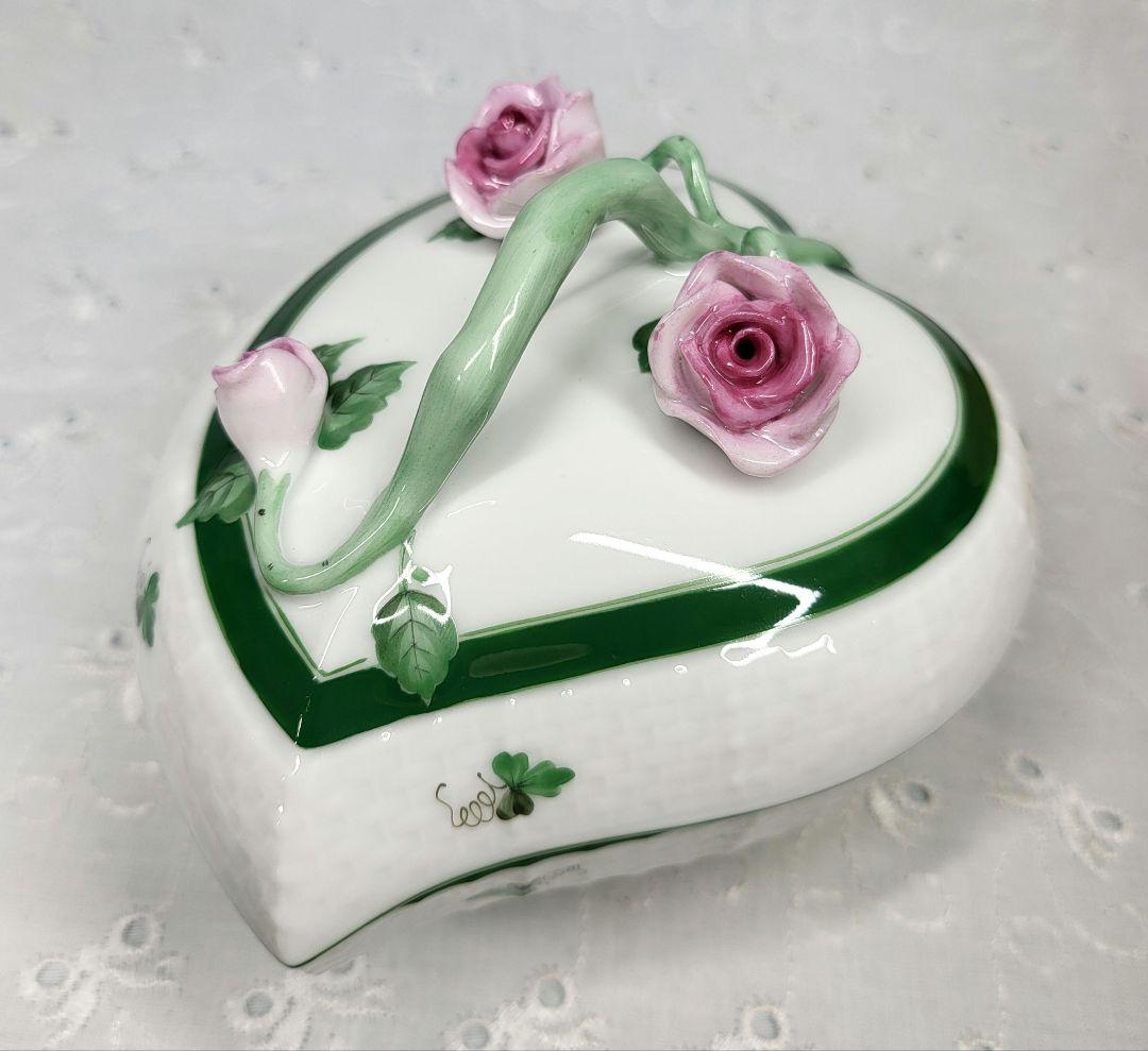 ヘレンド ウィーンの薔薇 ボンボニエール 小物入れ ピンクバラ ハート②