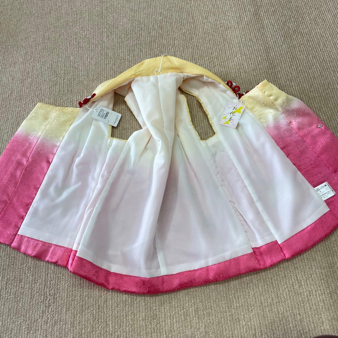 新品 お祝着 ミツ身 被布 正絹 手描き 描黄鈴 日本製 七五三 三歳お祝い