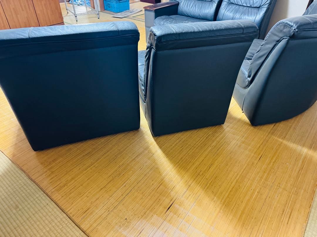 福岡発 本皮 5人掛け ソファー ソファ 椅子 イス アンティーク ビンテージ黒