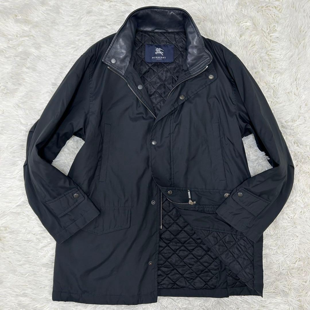 【美品/M】バーバリーロンドン ステンカラーコート アウター キルティング 黒