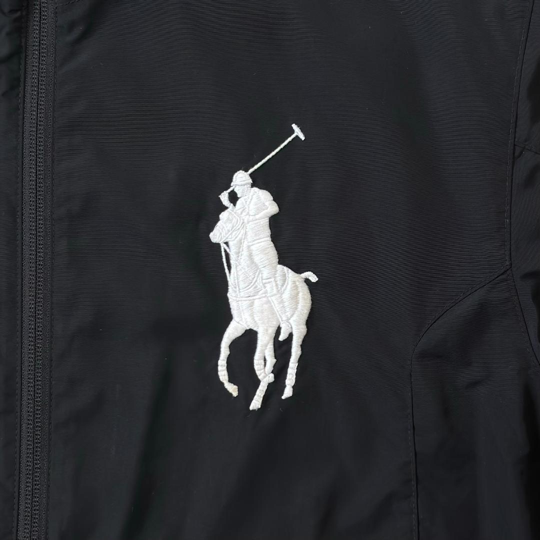 ポロラルフローレン パーカーナイロンジャケット ビッグポニー 袖ロゴ 黒 tu2