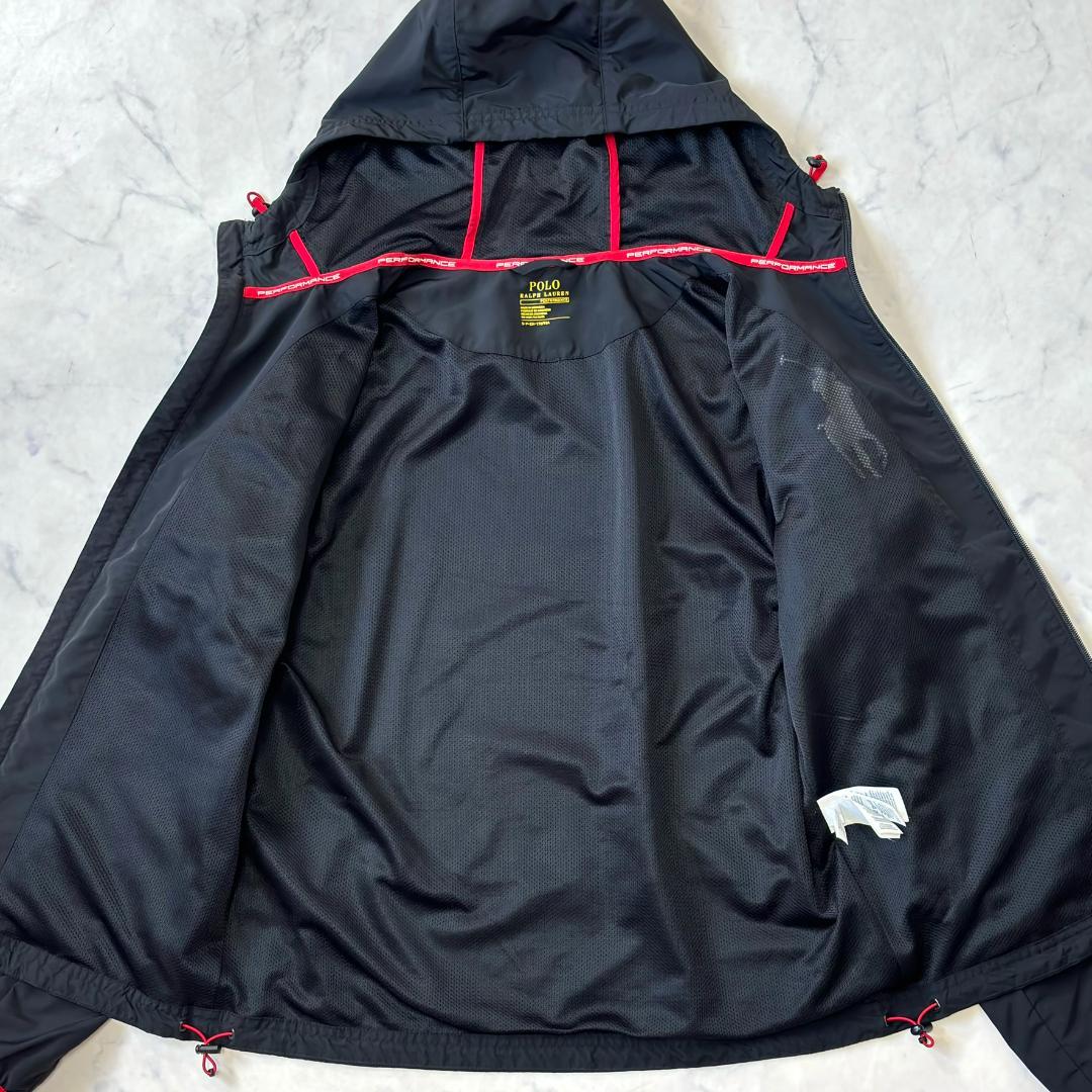 ポロラルフローレン パーカーナイロンジャケット ビッグポニー 袖ロゴ 黒 tu2