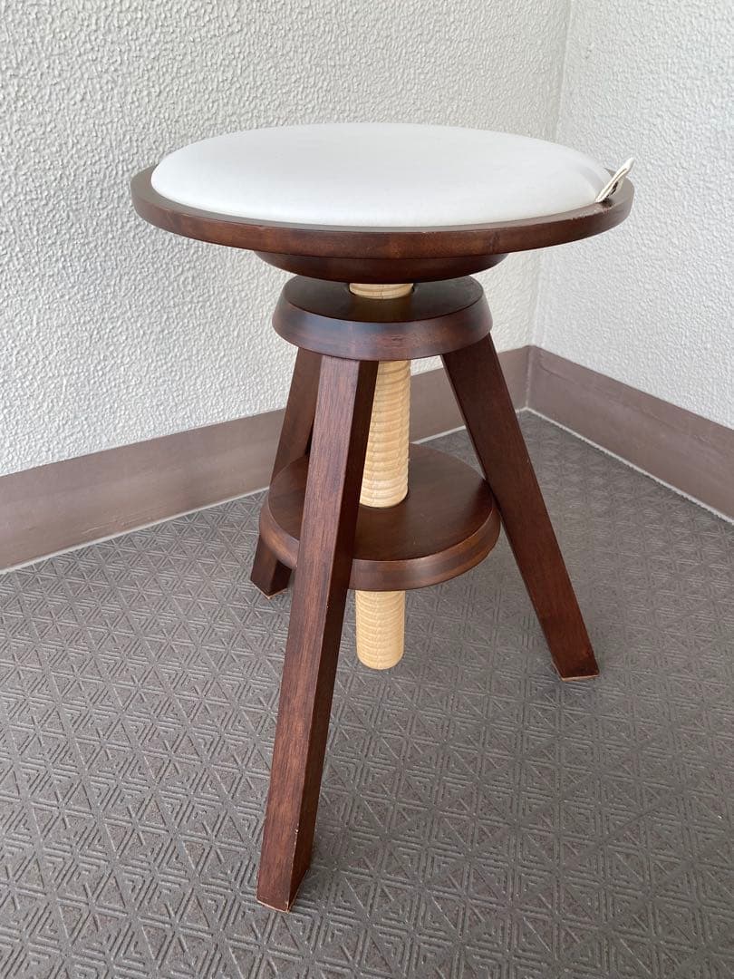 広松木工 スピンスツール 高さ調整 回転 昇降 サイドテーブル 廃盤商品