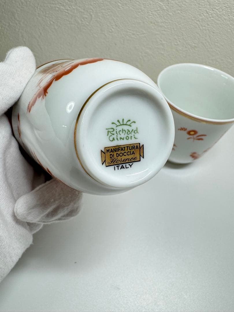 【高級】Richard Ginori レッドコック 湯呑 カップ 2客セット