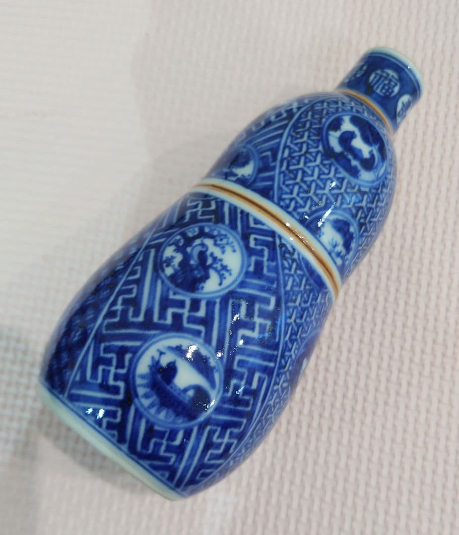 六代 高橋道八　華中亭道八　青華　祥瑞　徳利　共箱