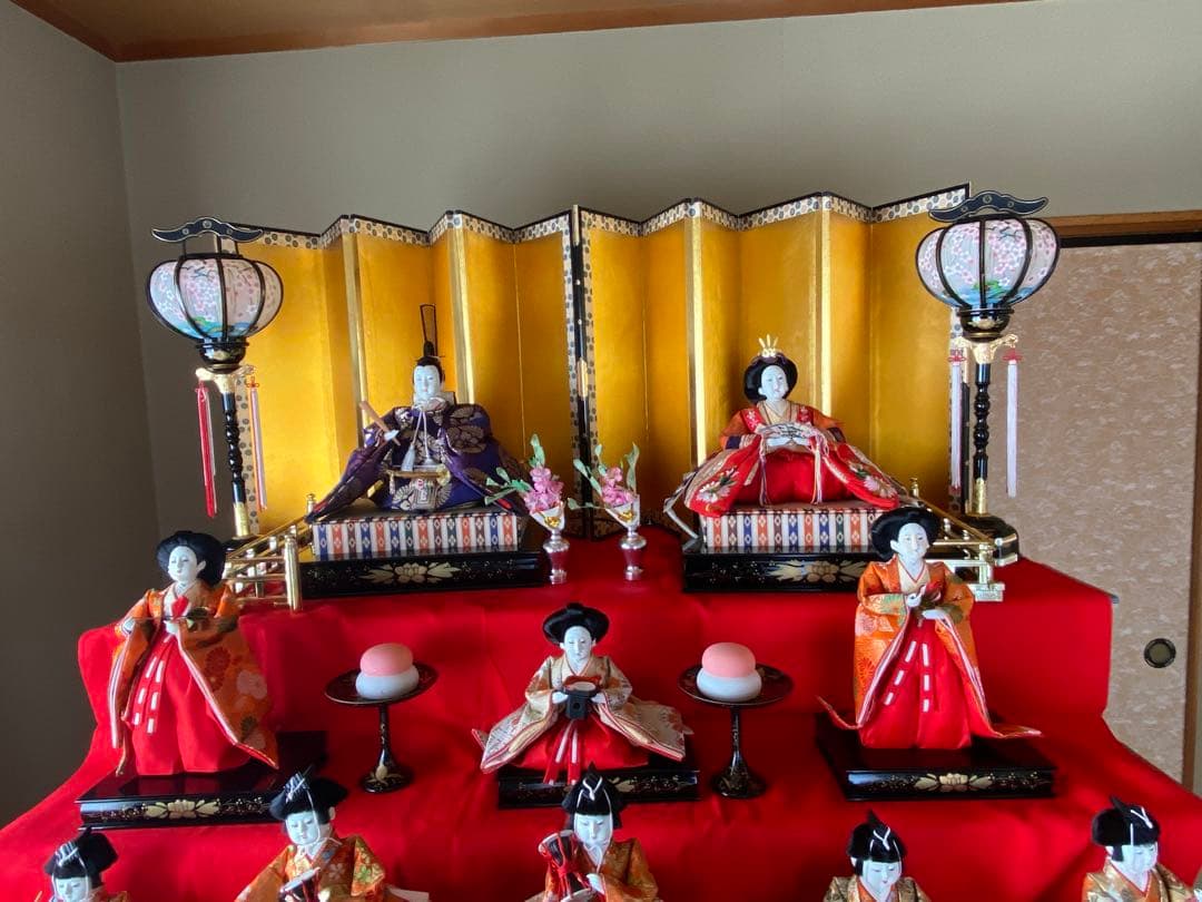 45号サイズ　50年前のひな祭り 雛人形　菊水作の製作者セット(陶器使用)