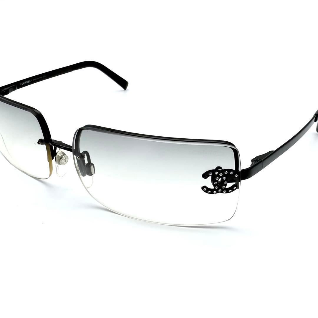 【良品】CHANEL シャネル　ハーフリム　スクエア　サングラス　ココマーク