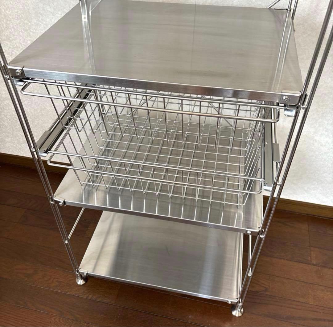 【美品】無印良品 ステンレスユニットシェルフ ステンレス 棚セット 中