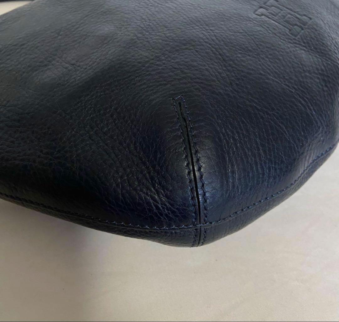 未使用に近い HIROFU ソーロ 2WAY 本革 ショルダーバッグ M 紺