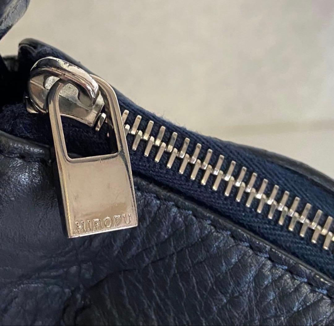 未使用に近い HIROFU ソーロ 2WAY 本革 ショルダーバッグ M 紺