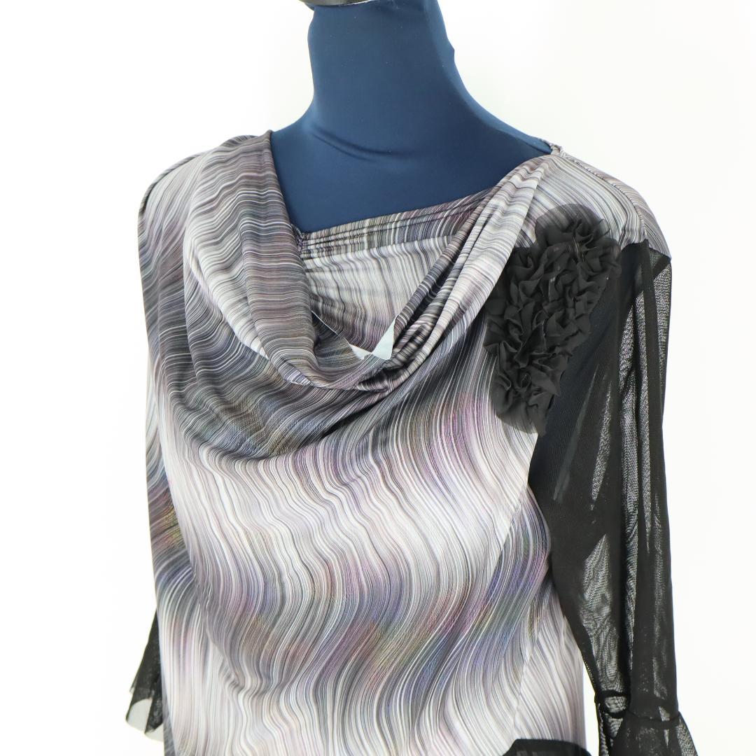 【社交ダンス衣装】ブラックシースルーフリル INIZIO ラテンドレス