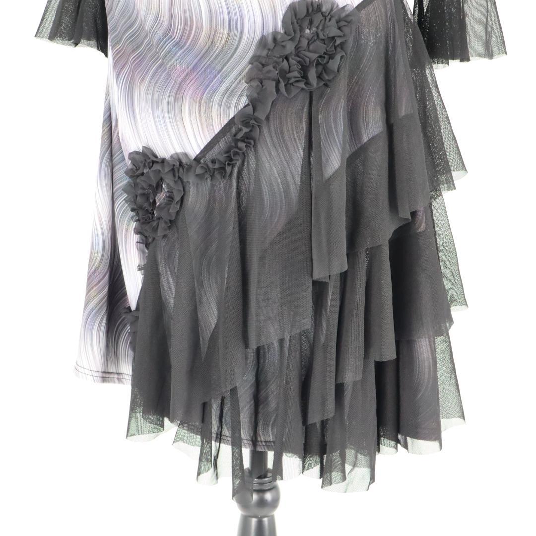 【社交ダンス衣装】ブラックシースルーフリル INIZIO ラテンドレス