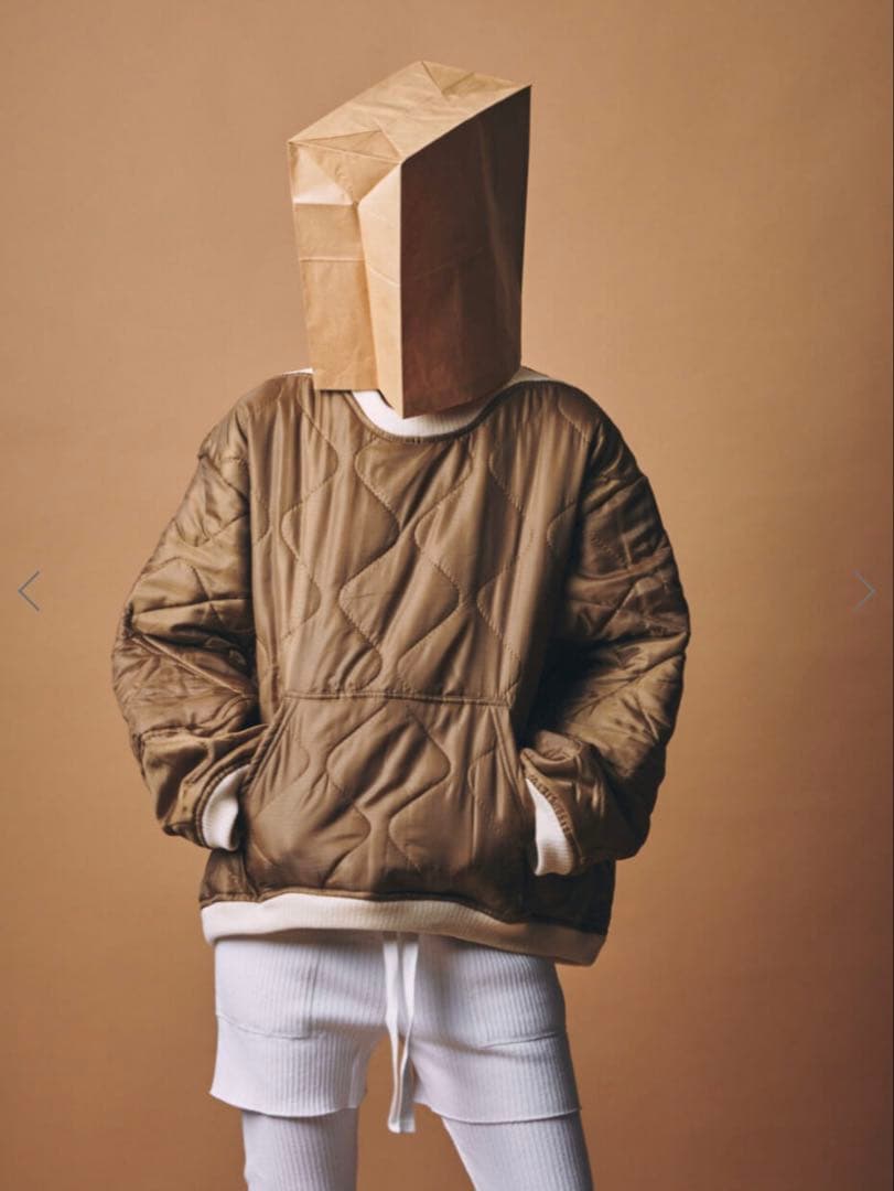 m.u × PRE_QUILTING LONG PULLOVER BEGE