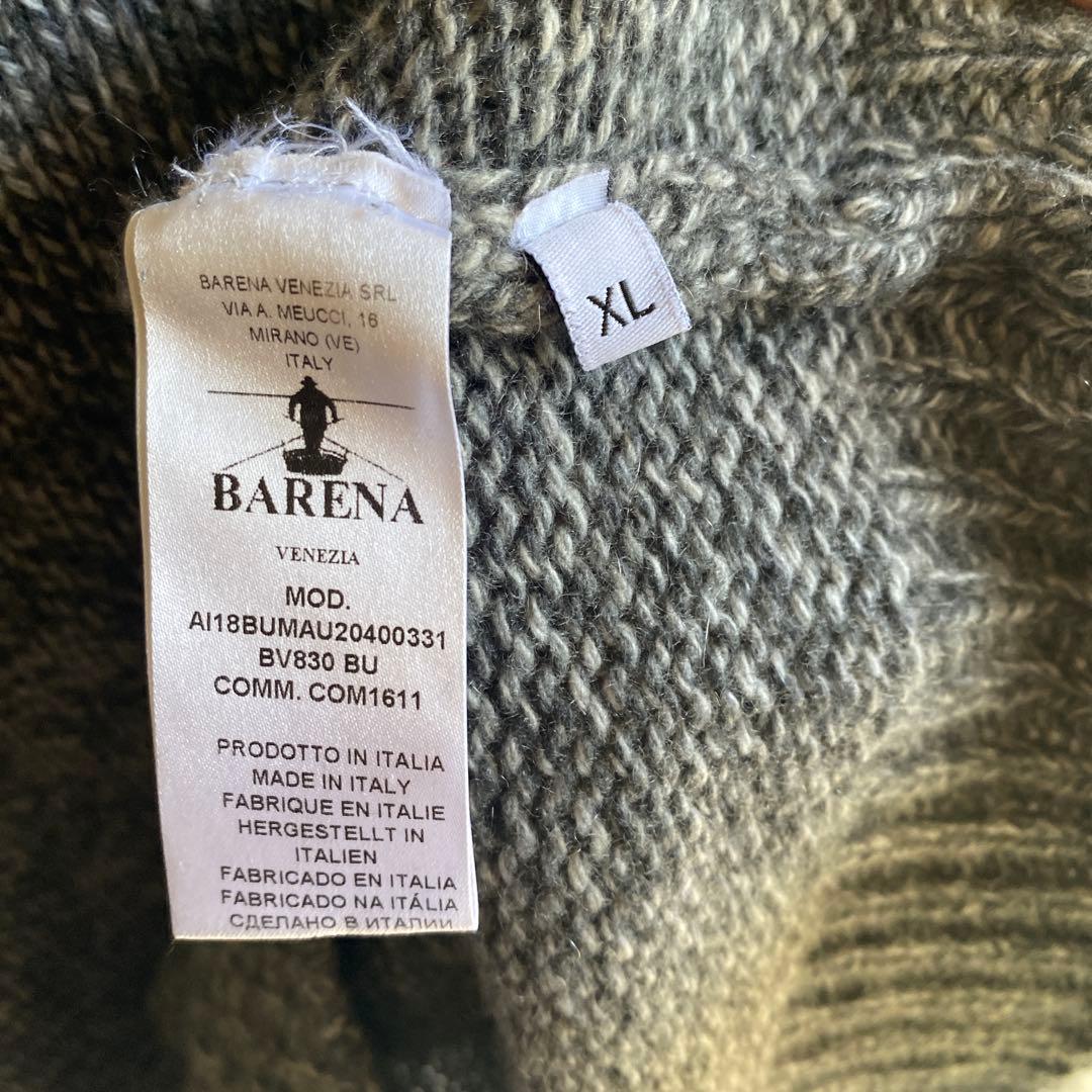 BARENA カシミア　メランジ　タートルネックニット　グレー　XL
