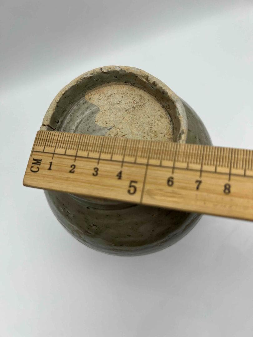 北宋時代　青磁弦紋水注　越州窯　水滴　水指　水差し　茶道具(C-68)