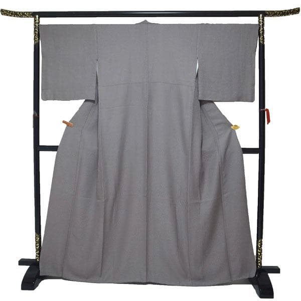 色無地 着物 袷 灰紫 地紋 セミフォーマル 絹 裄68 Ｌ 中古 sn1899