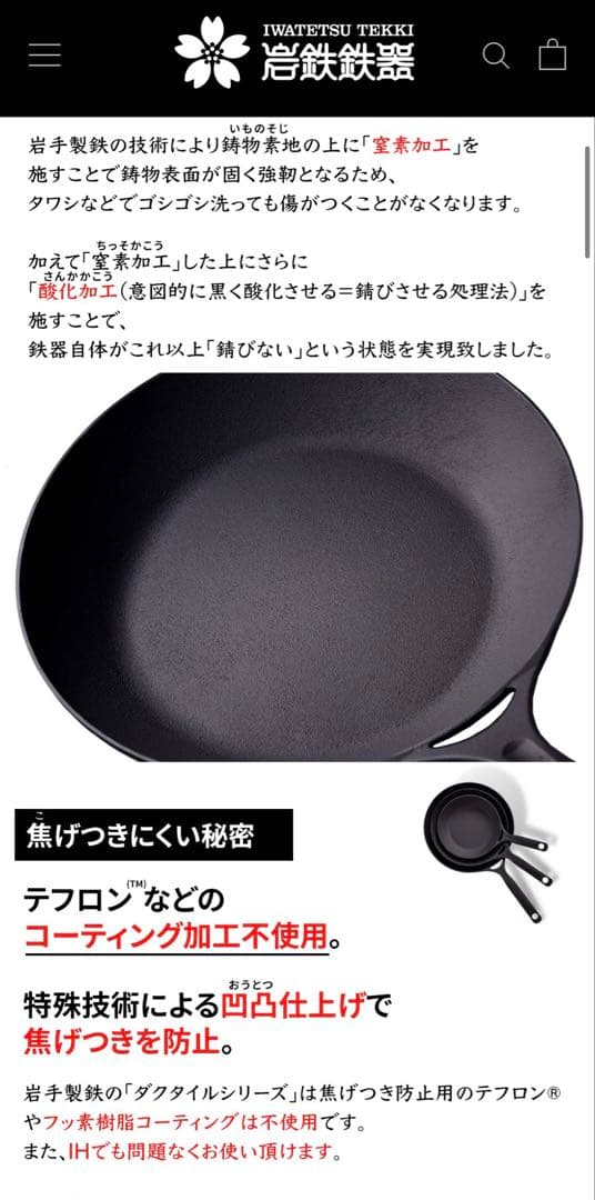 岩鉄　ダグタイルパン26cm 美品