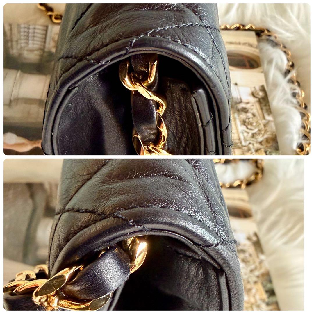 シャネル CHANEL マトラッセ チェーン ショルダーバッグ ラム ブラック