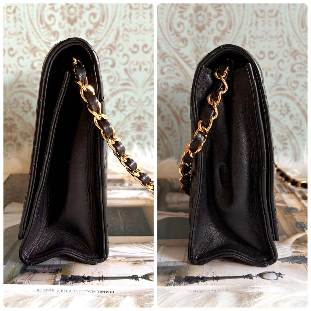 シャネル CHANEL マトラッセ チェーン ショルダーバッグ ラム ブラック