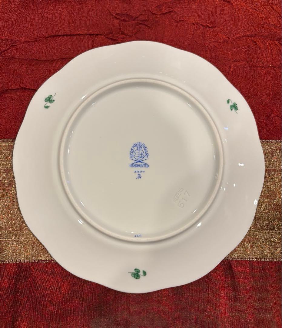 新品　HEREND FV インドの華グリーン プレート 19cm ６客セット