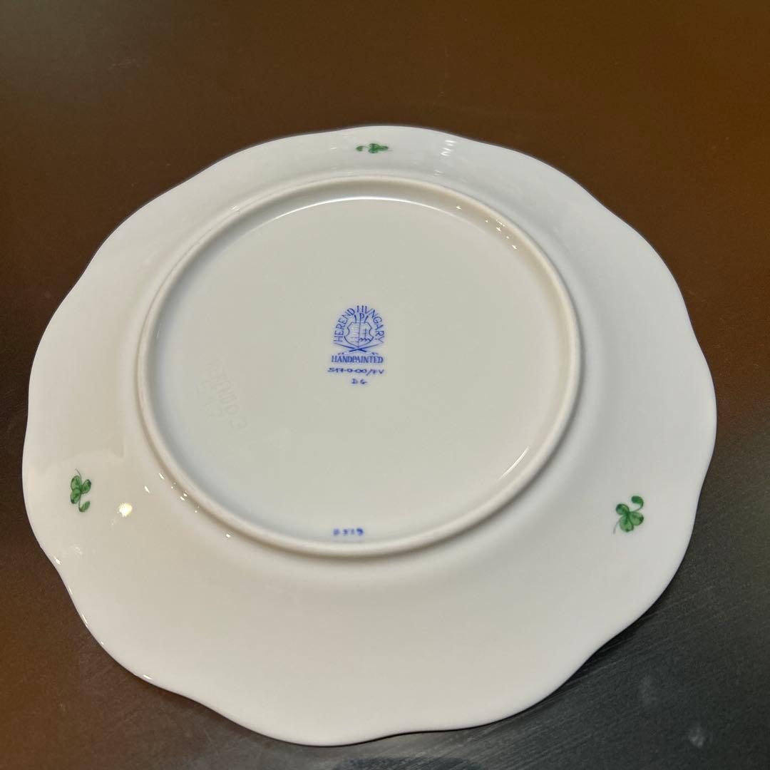 新品　HEREND FV インドの華グリーン プレート 19cm ６客セット