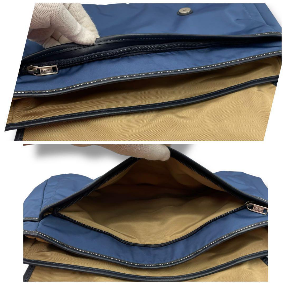 極美品 COACH コーチ メッセンジャー ショルダー ビジネス　A4　ブルー