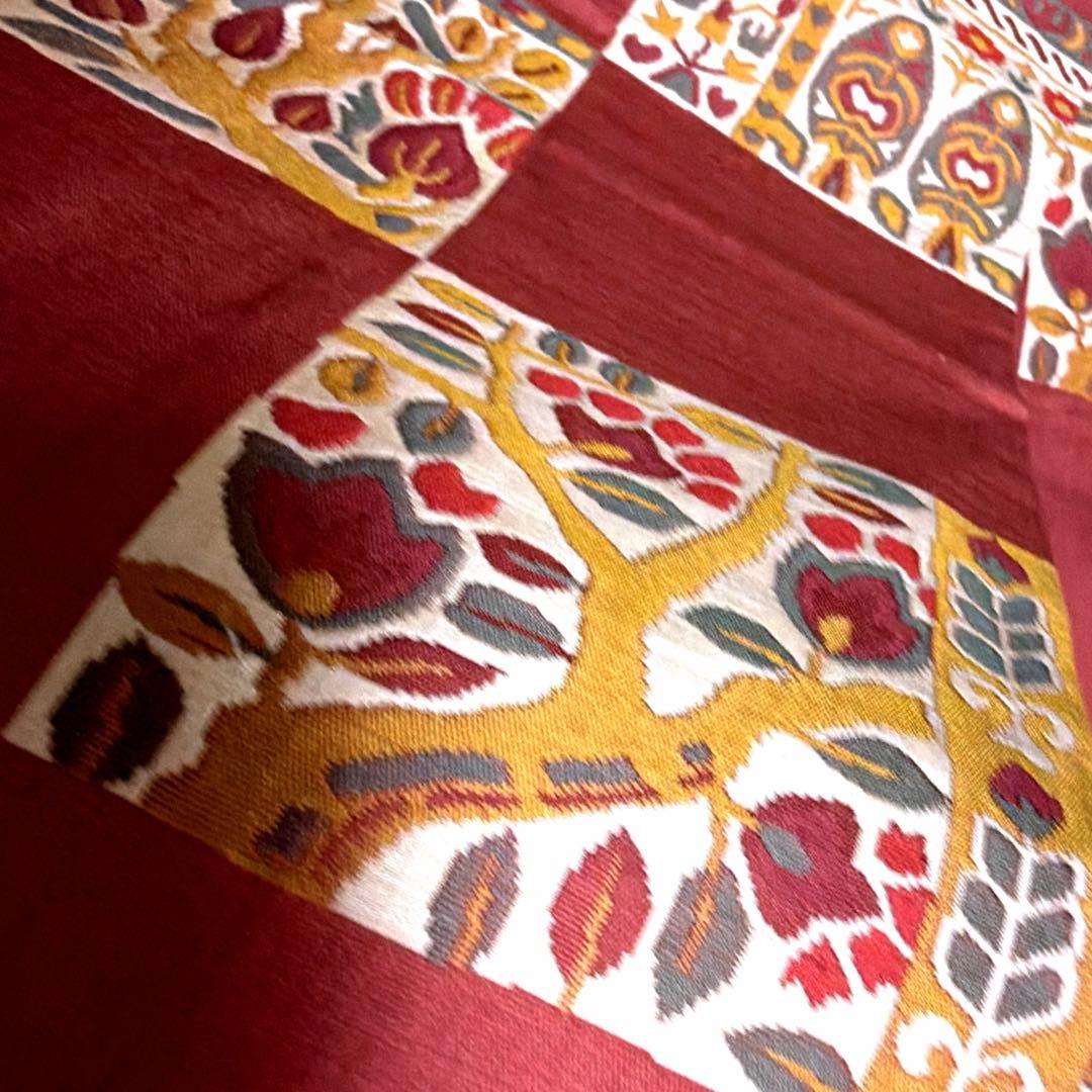 正絹　袋帯【木屋太】《市松模様　抽象花】