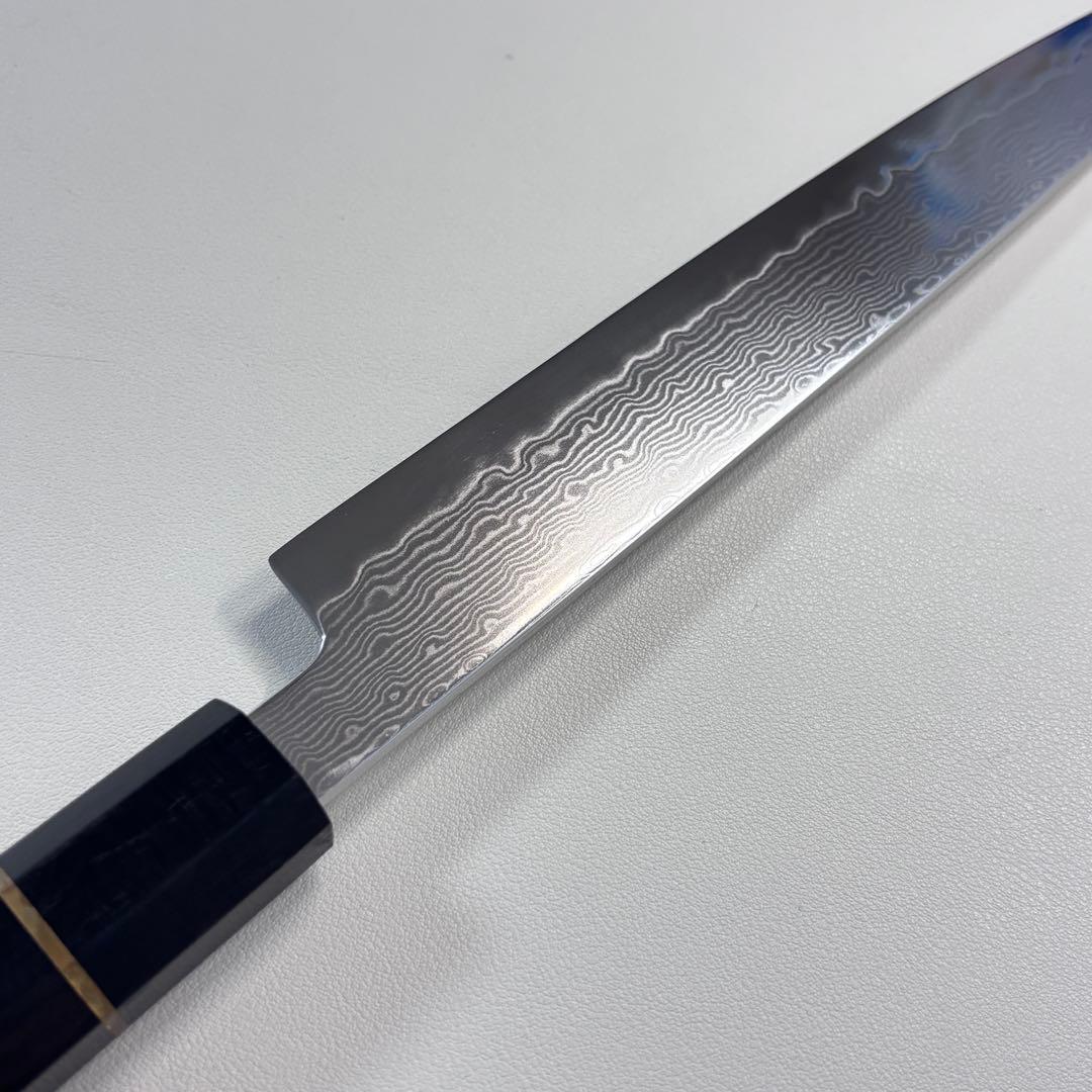 240mm 柳刃包丁 墨流しダマスカス黒檀八角柄　刺身包丁 和包丁︐