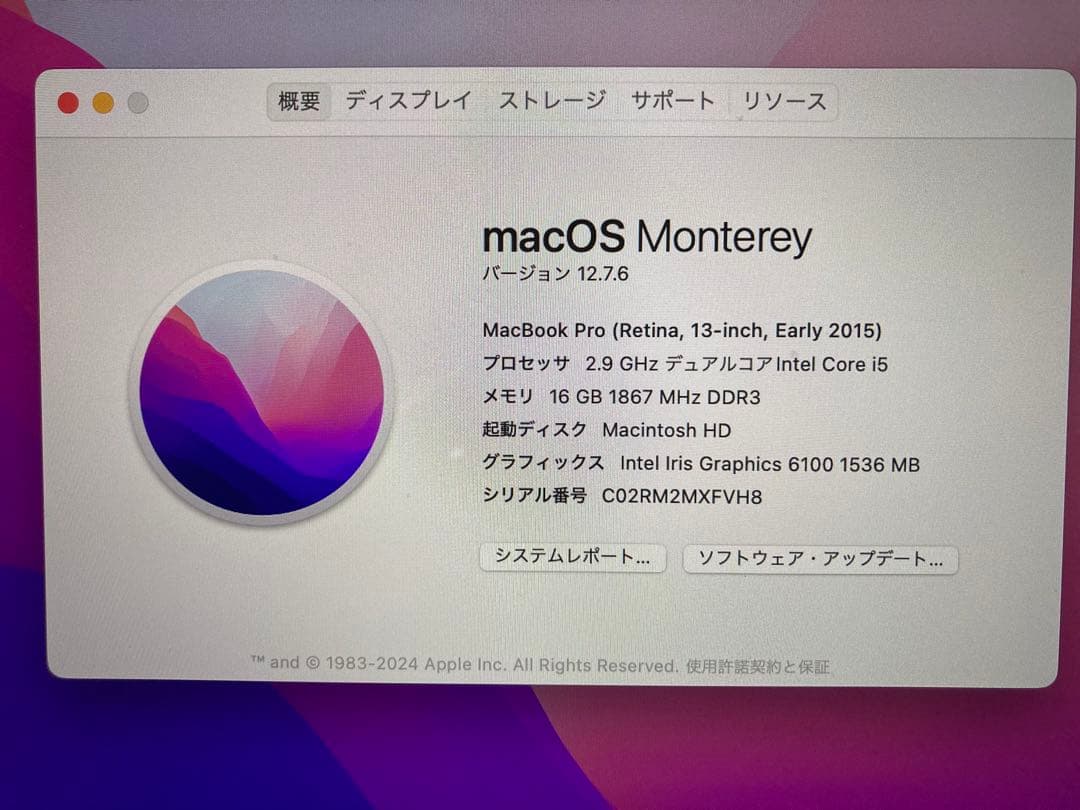 MacBook本体 MacBook Pro SSD1TB 16GB
