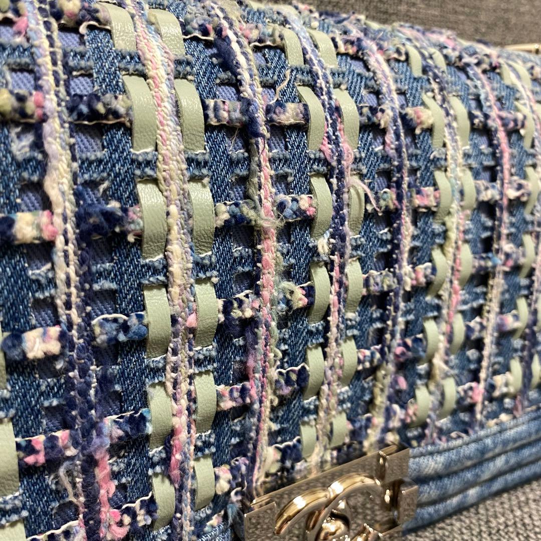 シャネル CHANEL ボーイシャネル コットンツイードデニムチェーンショルダー