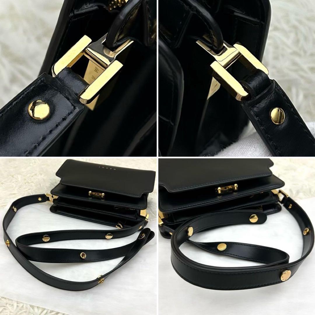 【未使用級】MARNI ナッパ カーフスキン バッグ 2way 定番 ブラック