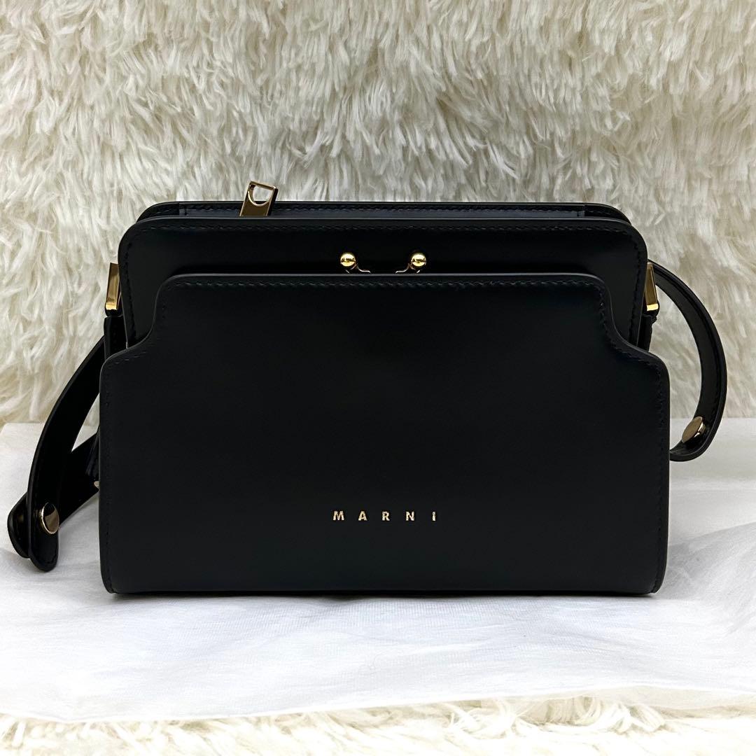 【未使用級】MARNI ナッパ カーフスキン バッグ 2way 定番 ブラック