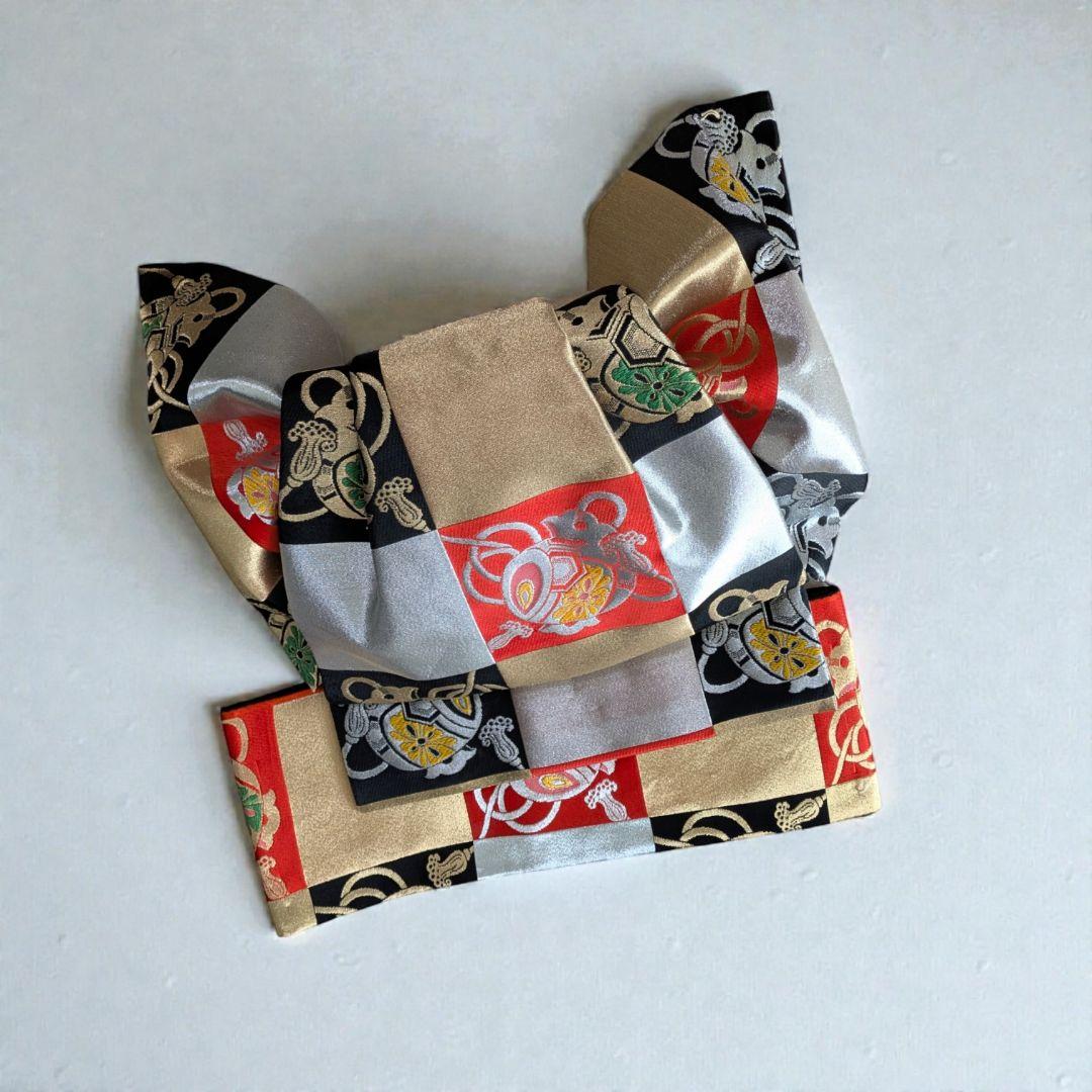 7歳　正絹朱源氏車　七五三　お着物・作り帯セット