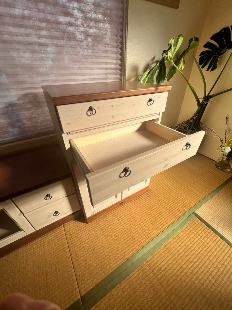 ナチュラルウッド パソコンデスク 引き出し付き　北欧インテリア　国産