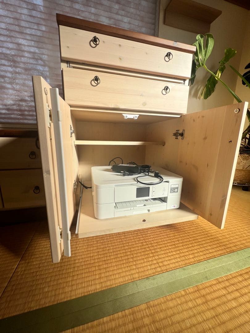 ナチュラルウッド パソコンデスク 引き出し付き　北欧インテリア　国産