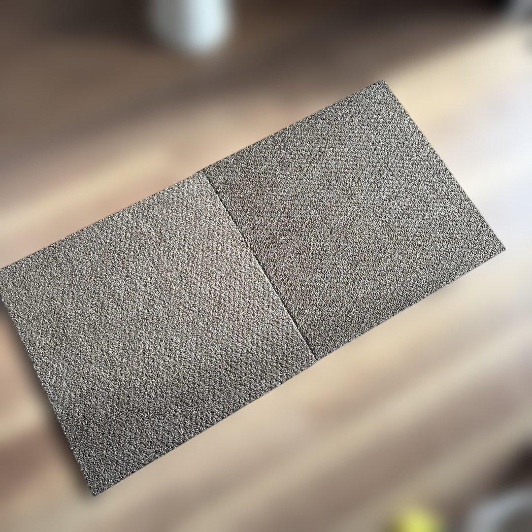 防音　防ダニ　防炎　洗えるカーペット　茶　静床ライト 品番N20 12枚セット