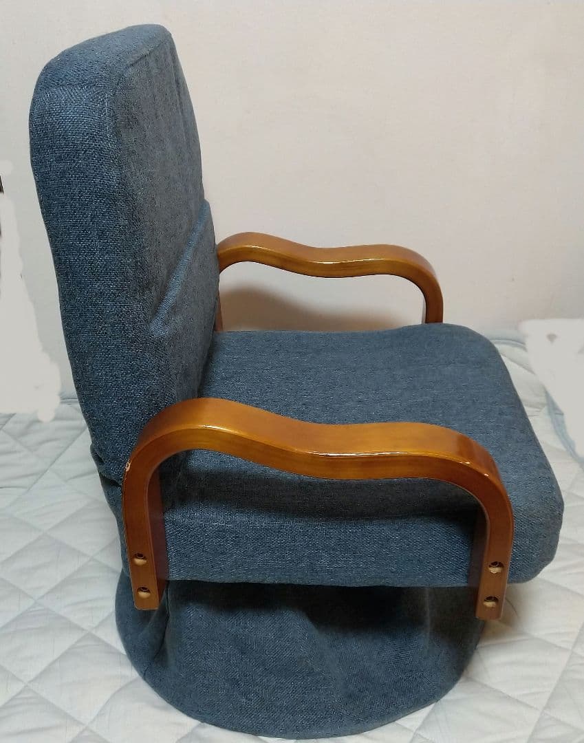 ヤマソロ なでしこ 肘付回転高座椅子 紺鼠色 幅55.5cm