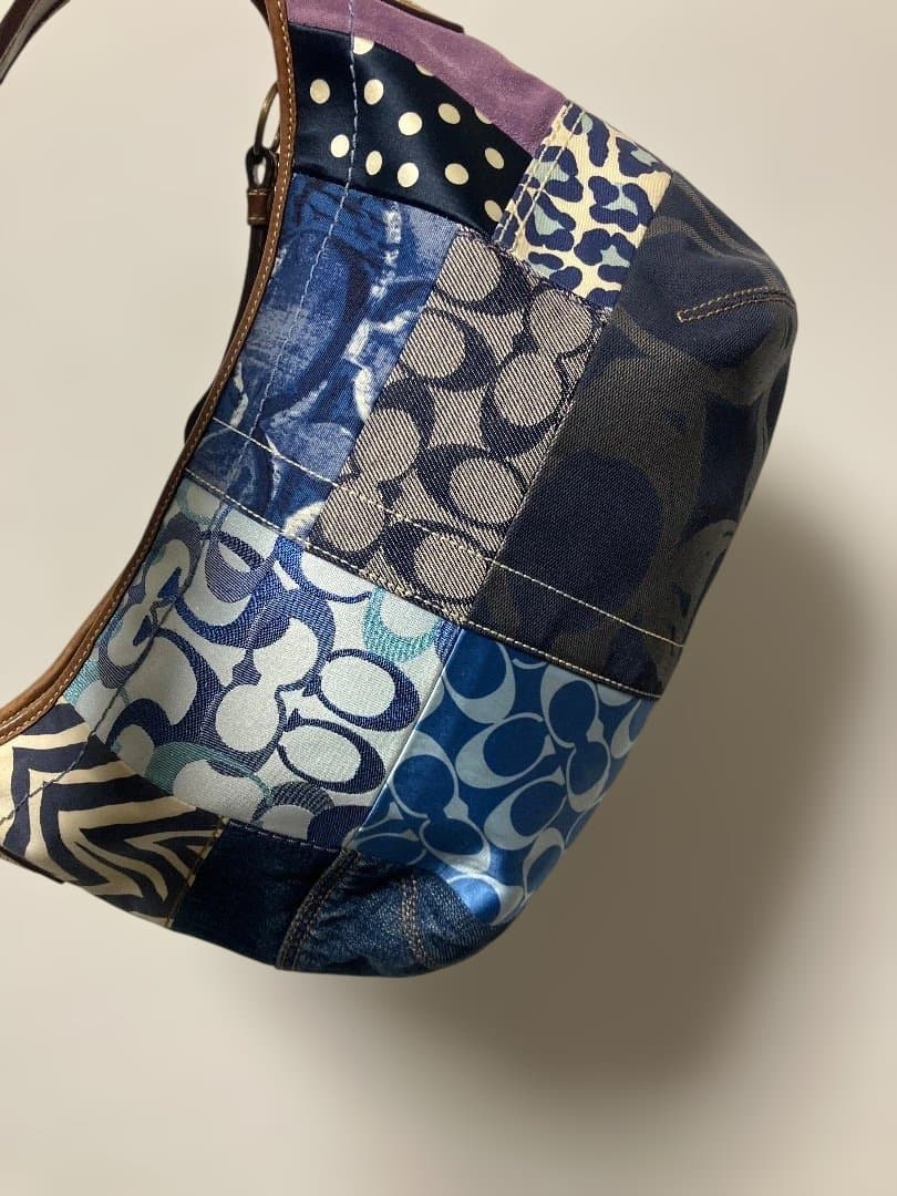 コーチ パッチワーク デニム ワンショルダーバッグ10808
