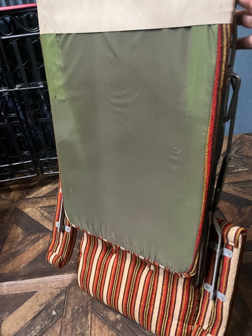 折りたたみ 座椅子 ストライプ 昭和レトロ 当時物 インテリア ビンテージ