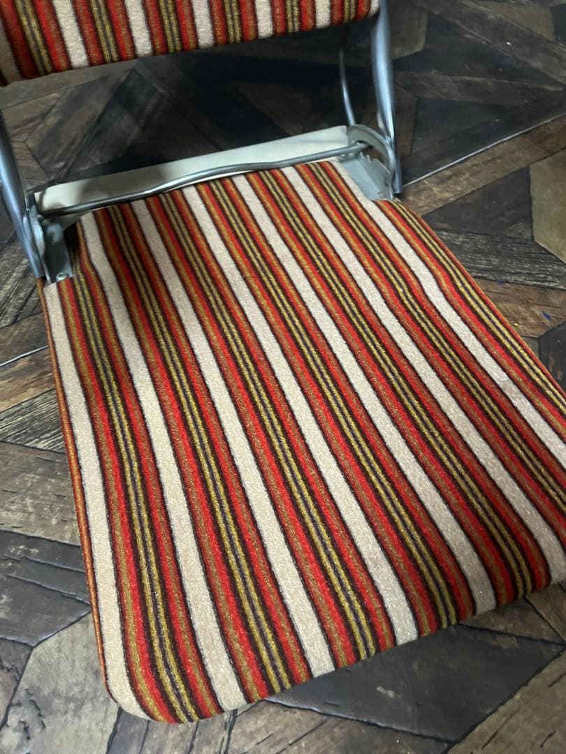 折りたたみ 座椅子 ストライプ 昭和レトロ 当時物 インテリア ビンテージ