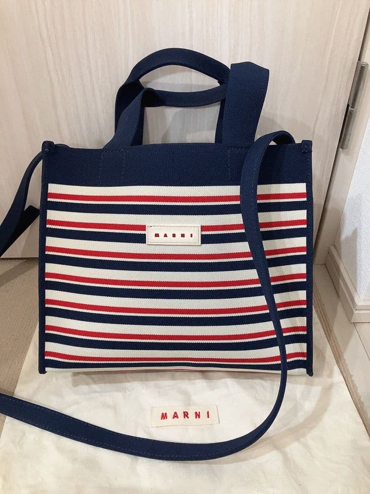 美品　MARNI マルニ　ジャガード　ボーダー　ハンドトートショルダーバッグ